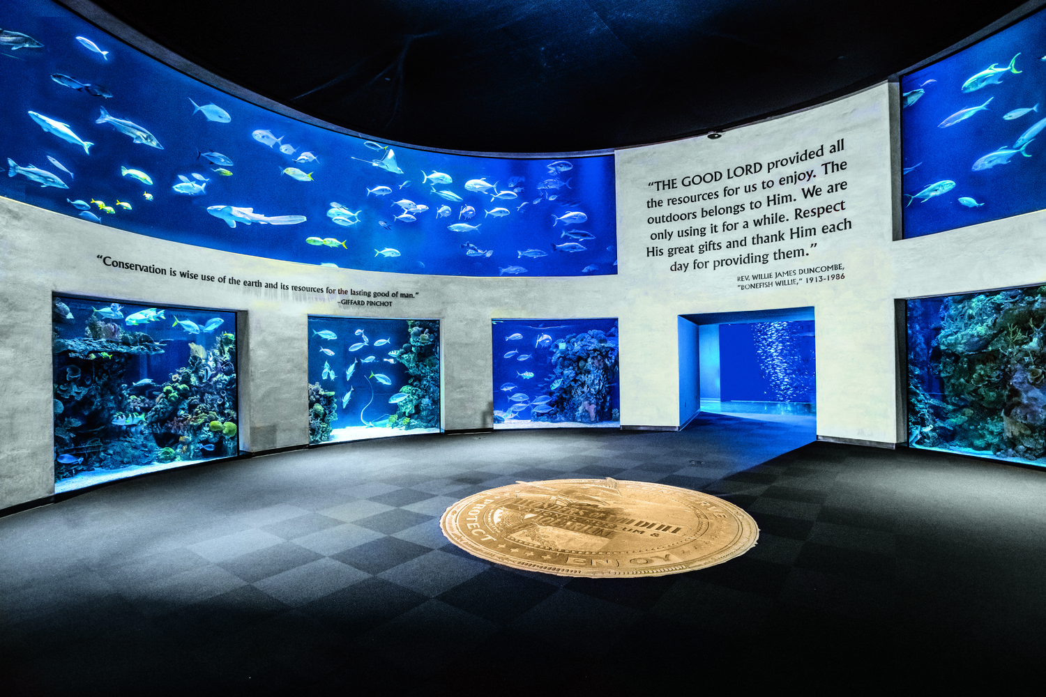 The Springfield aquarium is home to 1.5 million gallons displaying aquatic wildlife.